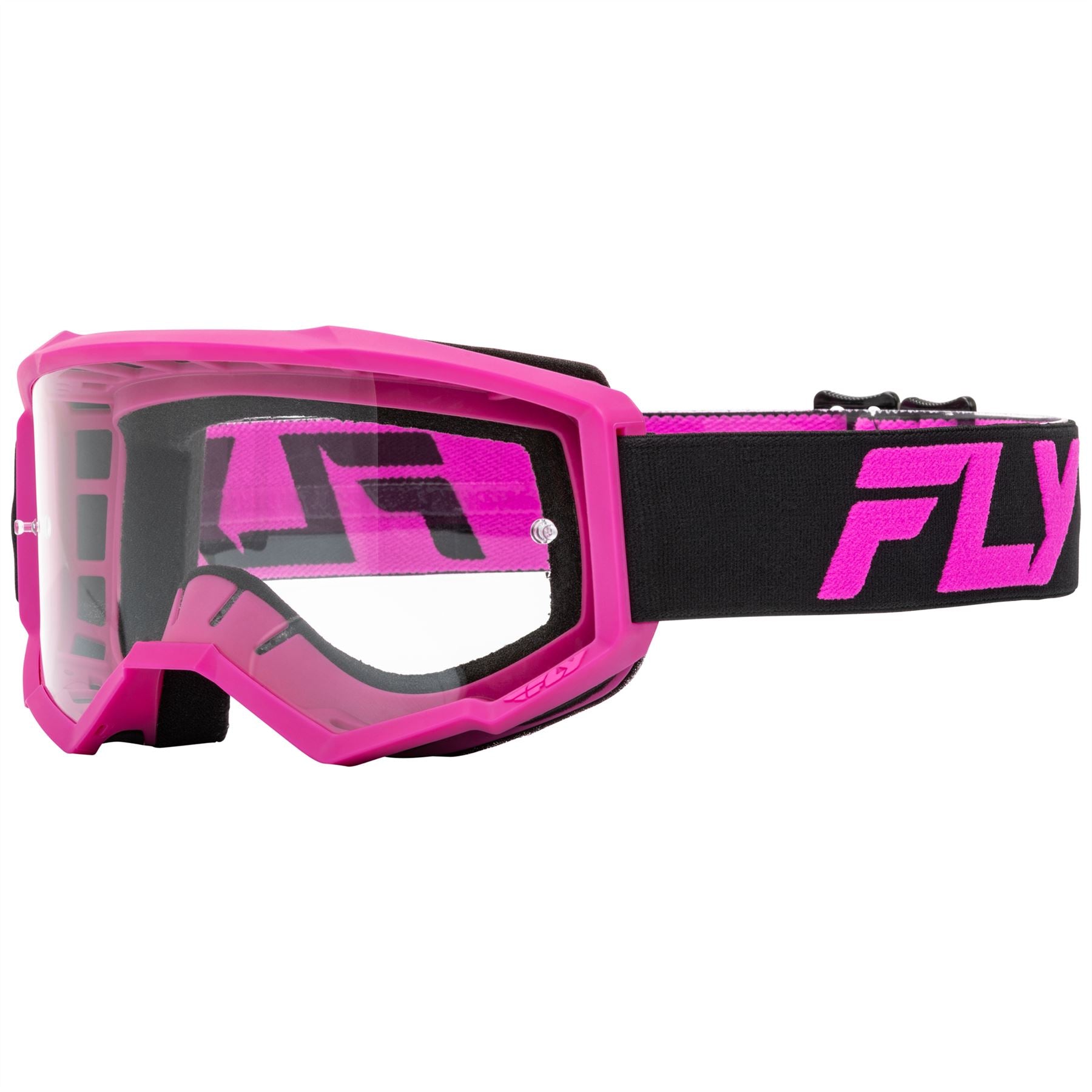 Fly Racing 2025 Focus Motocross Goggles Black Pink with Clear Lens